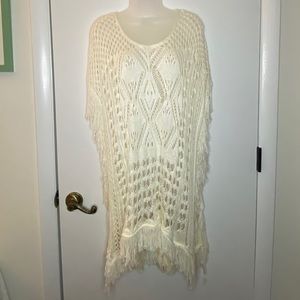 Ivory Knit Boho Poncho NWT